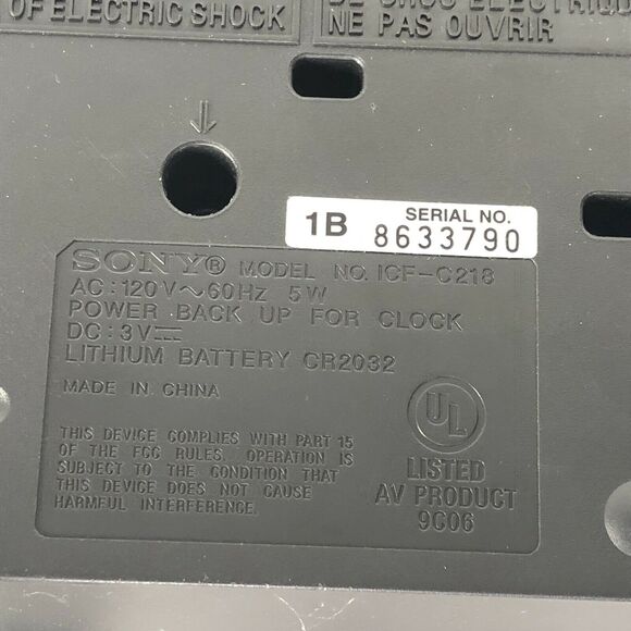 Vintage Sony Dream Machine Clock Radio Black Plug-In Battery Backup - Picture 7 of 7